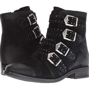 Miz Mooz Black Edgy Suede Booty Brand New Sz 38